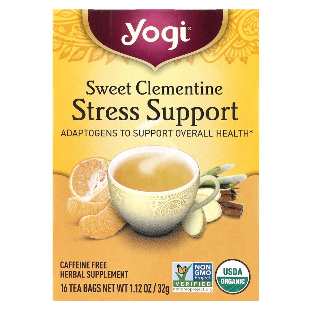 Yogi Tea Stress Support Sweet Clementine Caffeine-Free Tea Bags, 16 Count, 32g (1.12 oz)