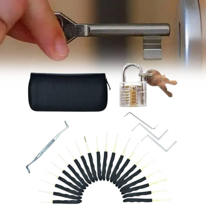 Set Lock 24pcs Pick Tools Transparent Padlock Locksmith Training Tool Padlock
