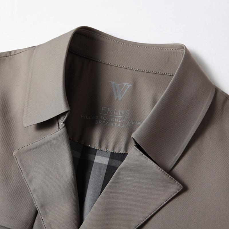 Spring and Autumn New Lapel Young and Middle-aged Light Luxury Business Solid Color Casual Trench Coat Tide