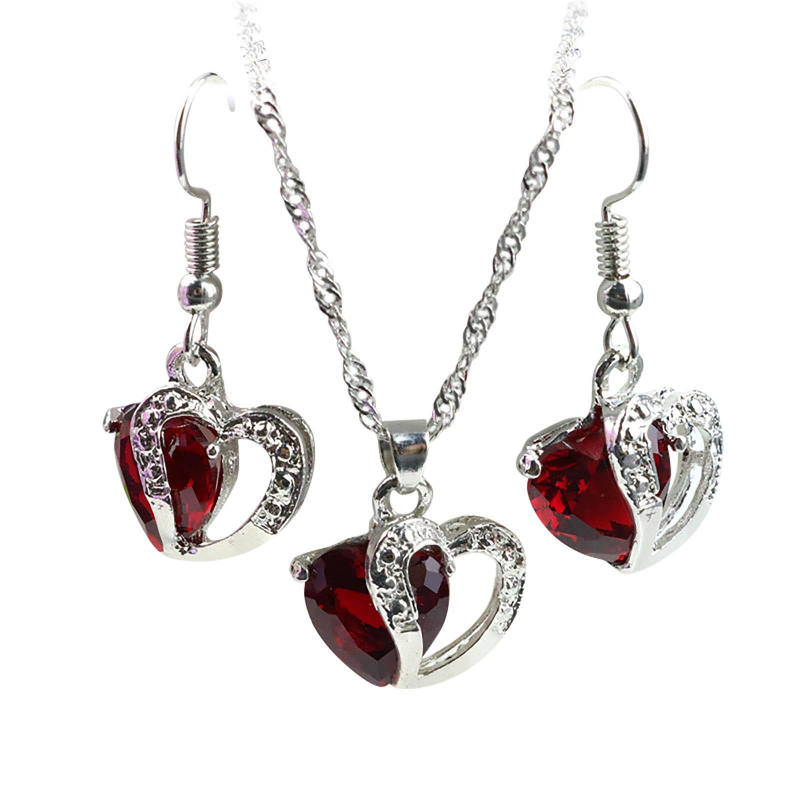 Love Ladies Серьги Ожерелье Из двух частей Серьги Ожерелье One Size красный