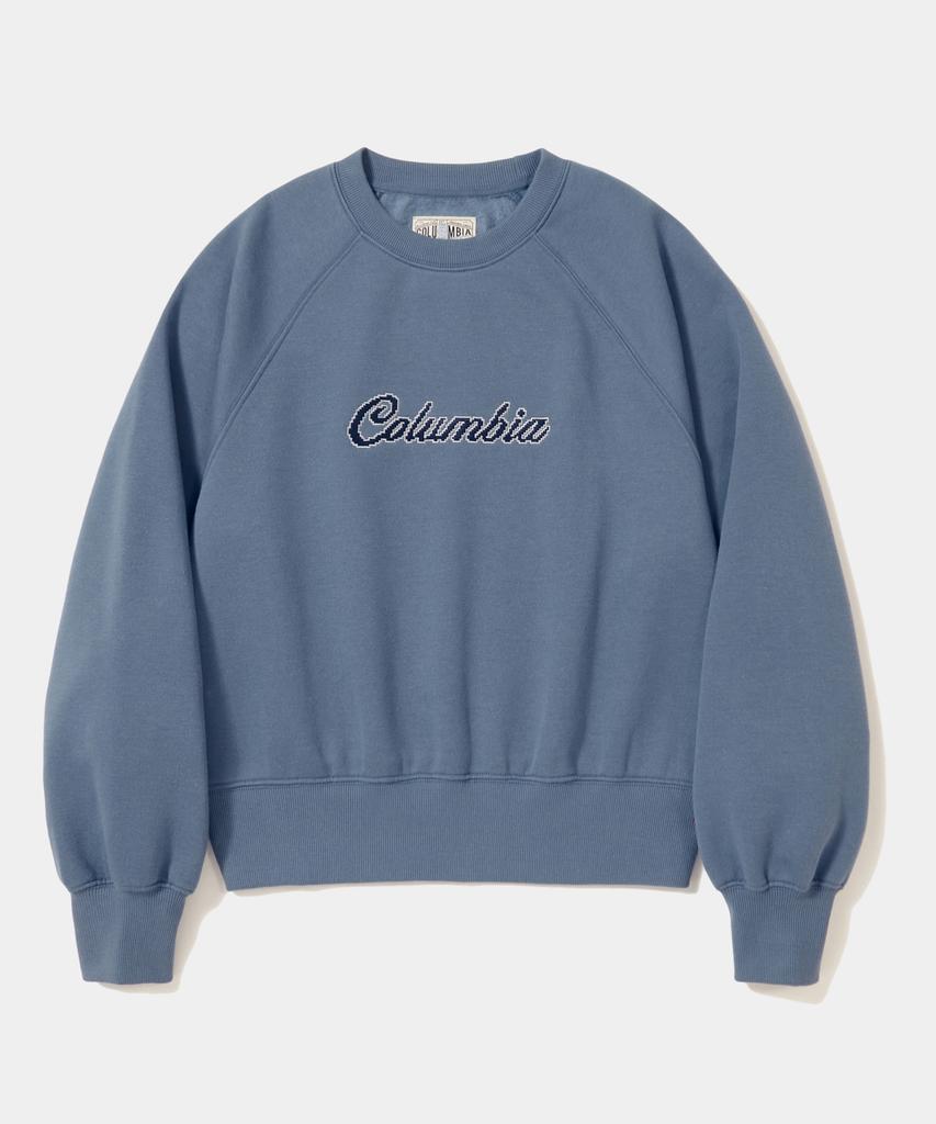COLUMBIA UNIVERSITY 8Bit Crop Fleece Women Crew Neck _Dust Blue