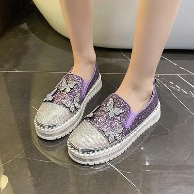 Spring and Summer Full of Diamonds New Single Shoes Women's Bows One Pedal Casual Shoes Simple Fashion Sports Shoes Women