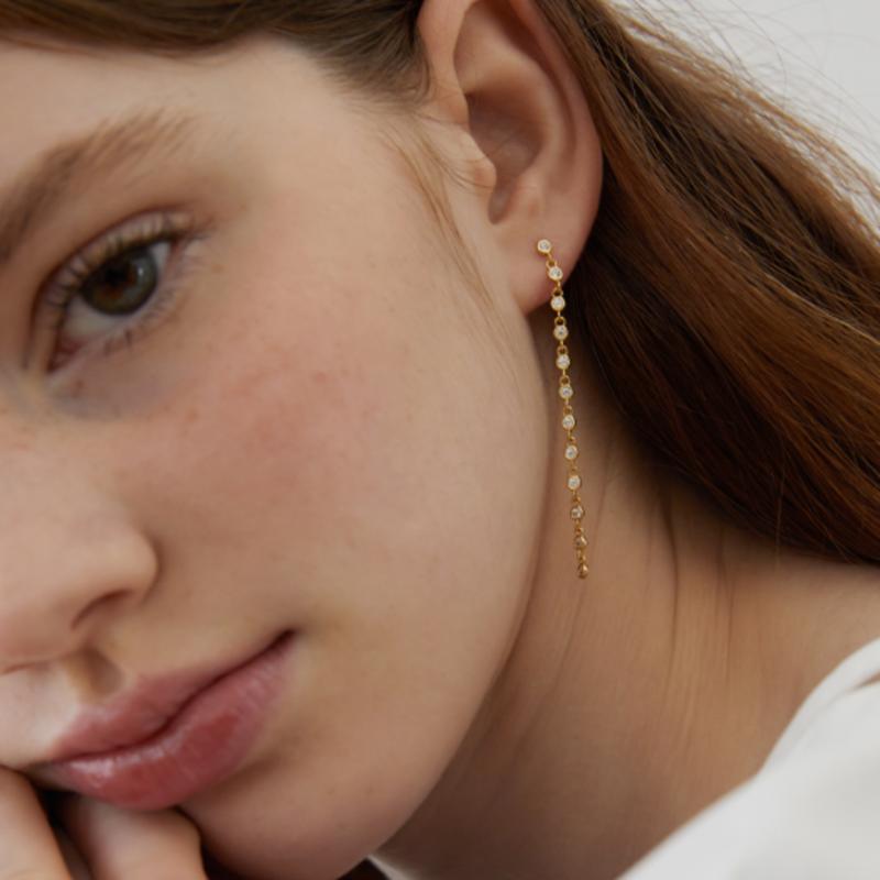 TATIANA (925 Silver) Crystal Line Drop Earrings EC1974