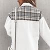 Denim Jacket Checkered Button Up Shirt Jacket Women's Patchwork Jacket Warm Comfortable Commuter Long Sleeved Shirt Autumn Winter