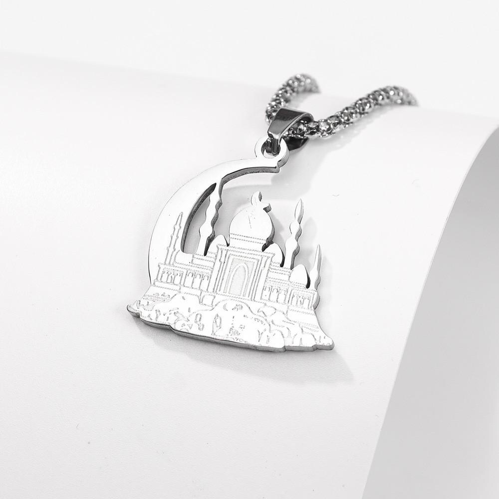 Mosque Crescent Stainless Steel Necklace