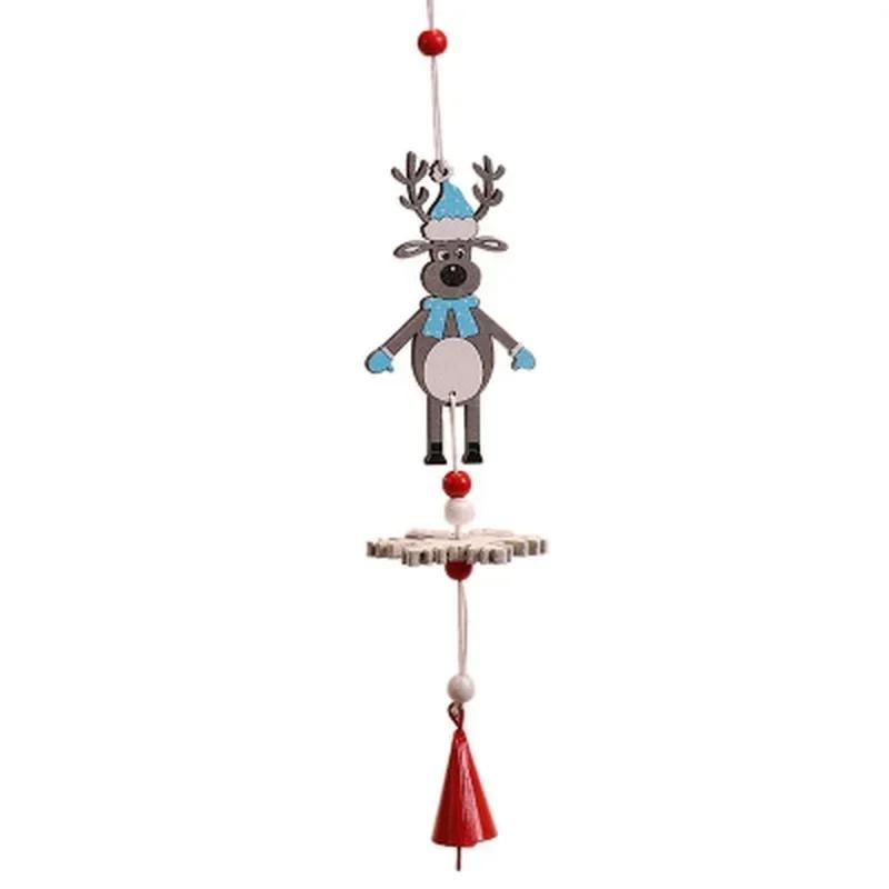Christmas Style Decoration Wooden Xmas Tree Bell Hanging Pendant Ornament Handmade DIY Wood Crafts Kids Gift Party Decor