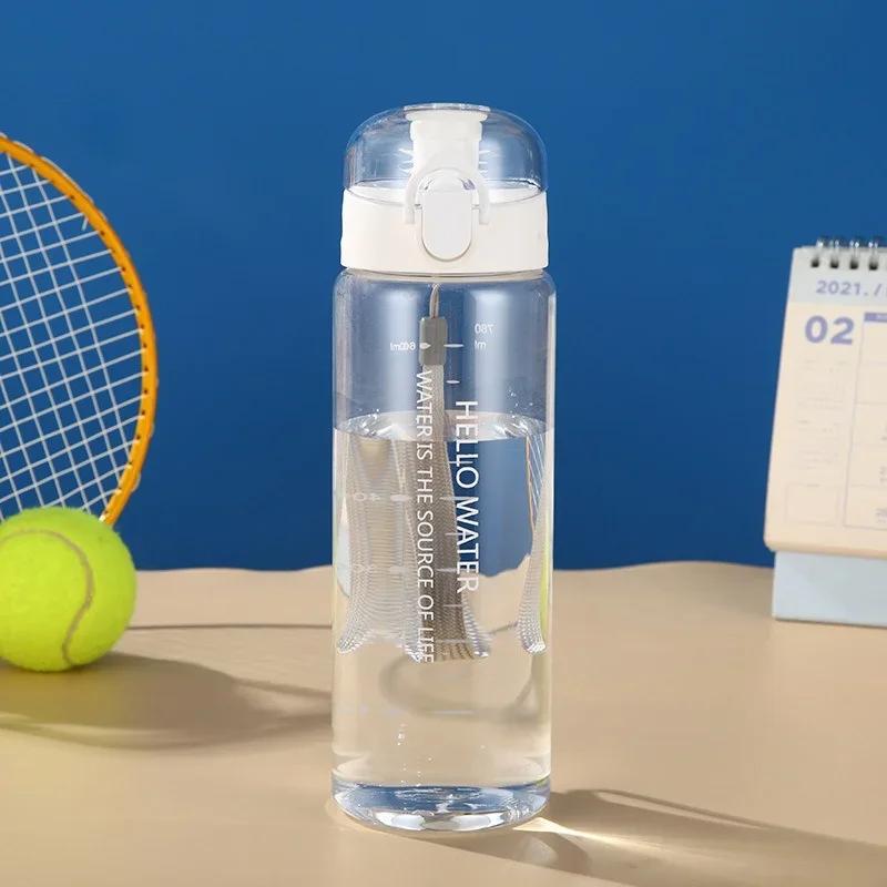Sports Water Bottle with Bounce Cover Leak Proof Plastic Drinking Bottle Portable Gym Travel Climbing Drinkware Cold Drink Cup