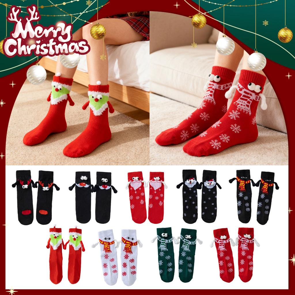 Christmas Decorations Christmas Hand In Hand Socks Couple Socks Personalized Eyes Magnetic Magnet Stone