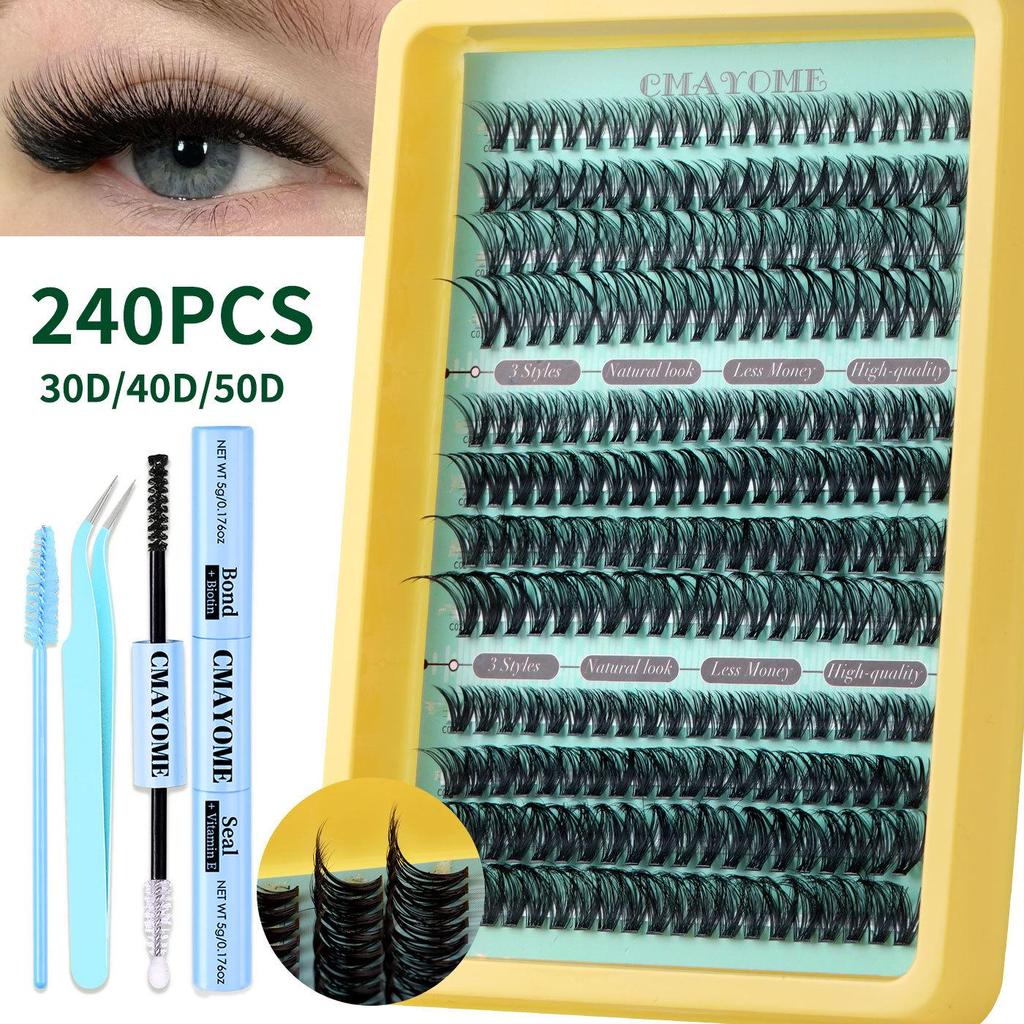 Mixed Pack Thick Curl Hot Melt Stem False Eyelashes - Cross-border DIY Large Capacity 60D/80D Segmented Single Cluster Design