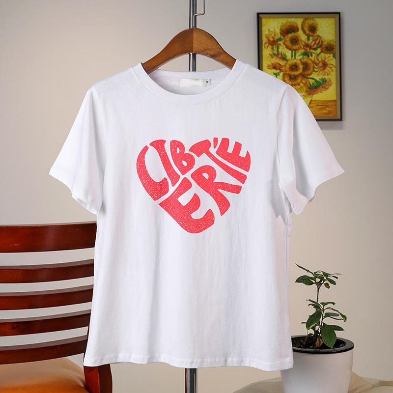 

Женская летняя футболка Простой принт Ретро мода Футболки с коротким рукавом Повседневные Принтованные Топы M розовый