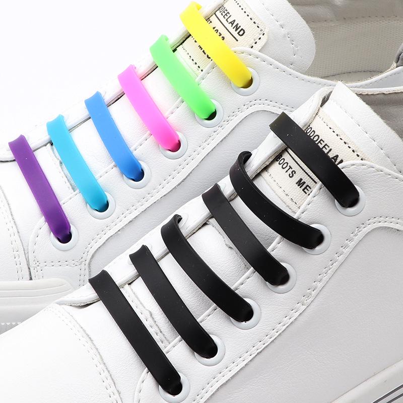 Silicone No-Tie Elastic Shoelaces for Casual Sneakers & Canvas Shoes