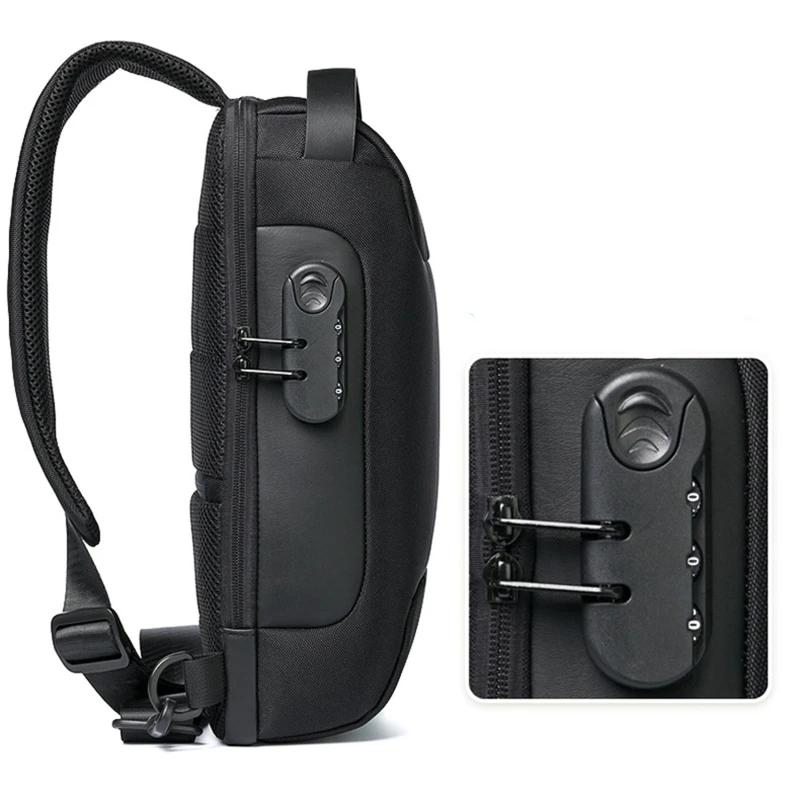 Geantă Crossbody USB pentru Bărbați Anti-Furt Genți de Umăr Impermeabile Geantă de Talie din Oxford Multifuncțională Pachet de Piept pentru Călătorii Scurte Messenger