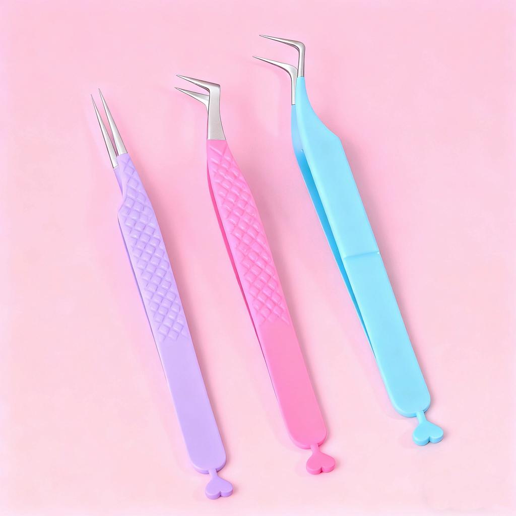 Free Custom Rose Gold pink with Gold Eyelash Extension Tweezers Private Label 410 Stainless Steel  Lash Tweezers