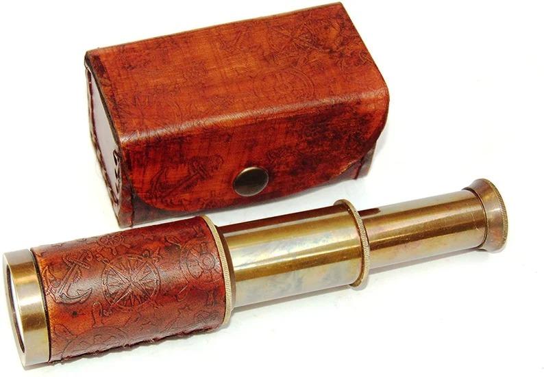 Beautiful Victoria Marine pocket mini telescope navy sailor Gift leather bag- antique telescope- vintage telescope nautical