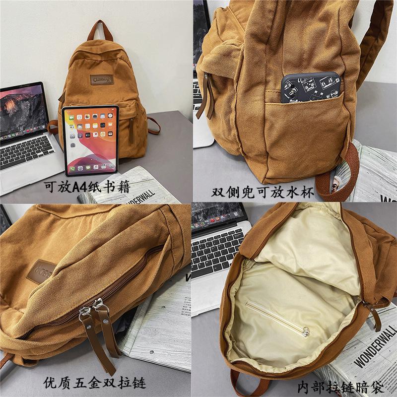 Amerikanischer High School Retro Rucksack Alt Gewaschener Canvas Rucksack für Männer und Frauen Schultasche für Studenten