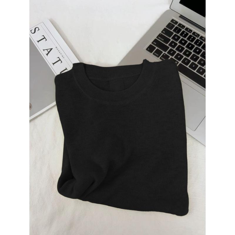 Yellow Crew Neck Dopamine Knitted Long Sleeve Women's Spring Slim-fit Age-reducing Interior Bottom Shirt Basic Top
