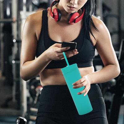 Taza de Aprendizaje de 480 ml a Prueba de Fugas Boca Ancha Taza para Beber de 16 oz con Pajita y Tapa a Prueba de Derrames Botella de Agua Aislada para Gimnasio Viajes