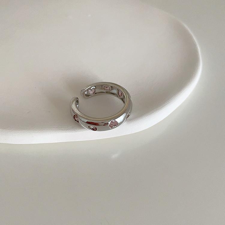 Highquality S925 Pure Silver Pink Zircon Ring For Women With Modern Geometric Style Perfect For Layering With Rings Other