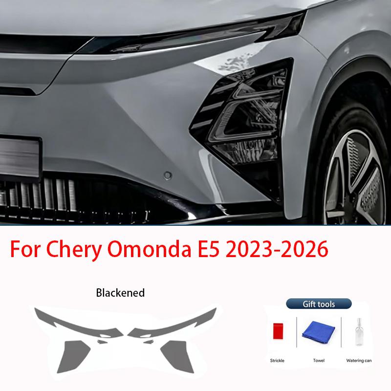 Smoke Black High-Gloss TPU Headlight Protective Film for Chery Omonda 5 C5 E5 -2025 Pre-Cut PPF Anti-Scratch Vinyl Wrap