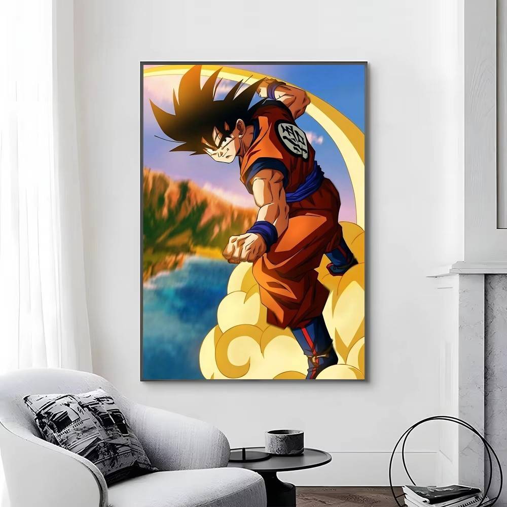 1pc Anime DRAGON BALL Son Goku Posters Self-adhesive Paper Print Home Living Room Bedroom Entrance Bar Cafe Art