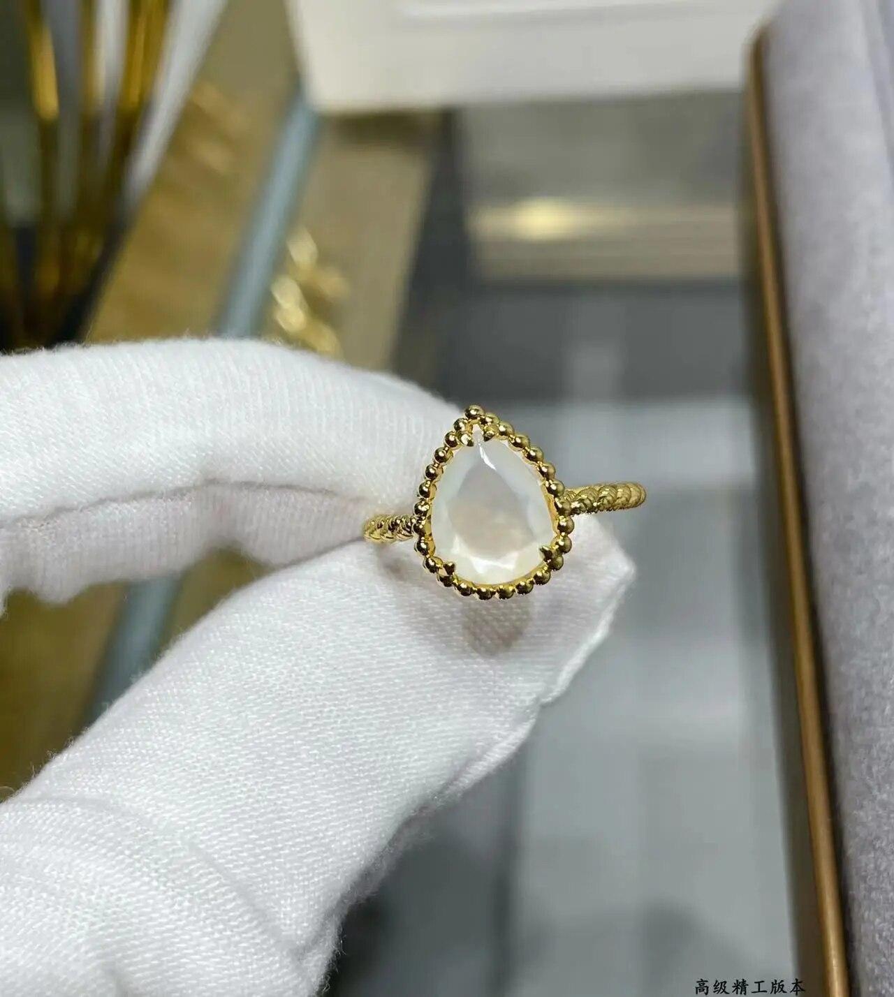 

New 2023 Trend Classic High Quliaty Famous Hot Brand Luxury Jewelry Rings For Women Big Water Drop Natural Gems Pure 925 Sliver