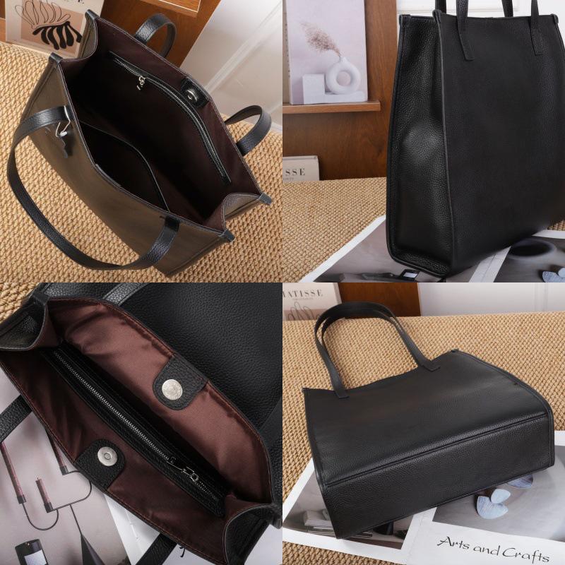 Genuine Leather Women's Large Tote Bag - Full Grain Cowhide, Versatile Single Shoulder, Fits Laptop, A4, Ideal for Commuting.