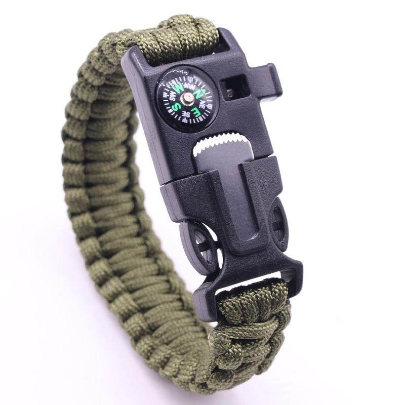 5-in-1 Multi-Function Survival Paracord Bracelet Outdoor Camping Adventure Emergency Rescue Survival Rope Bracelet Compass