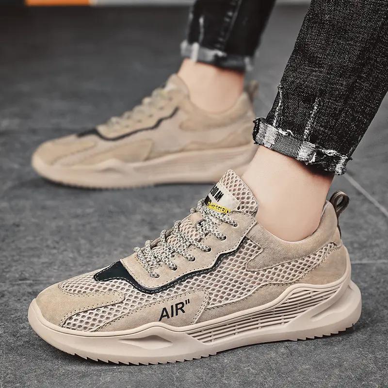 Mens Shoes 2025 New Summer Breathable Mesh Sports Leisure Anti Slip Lightweight Soft Soled Trendy Top Layer Outdoor Running Shoe