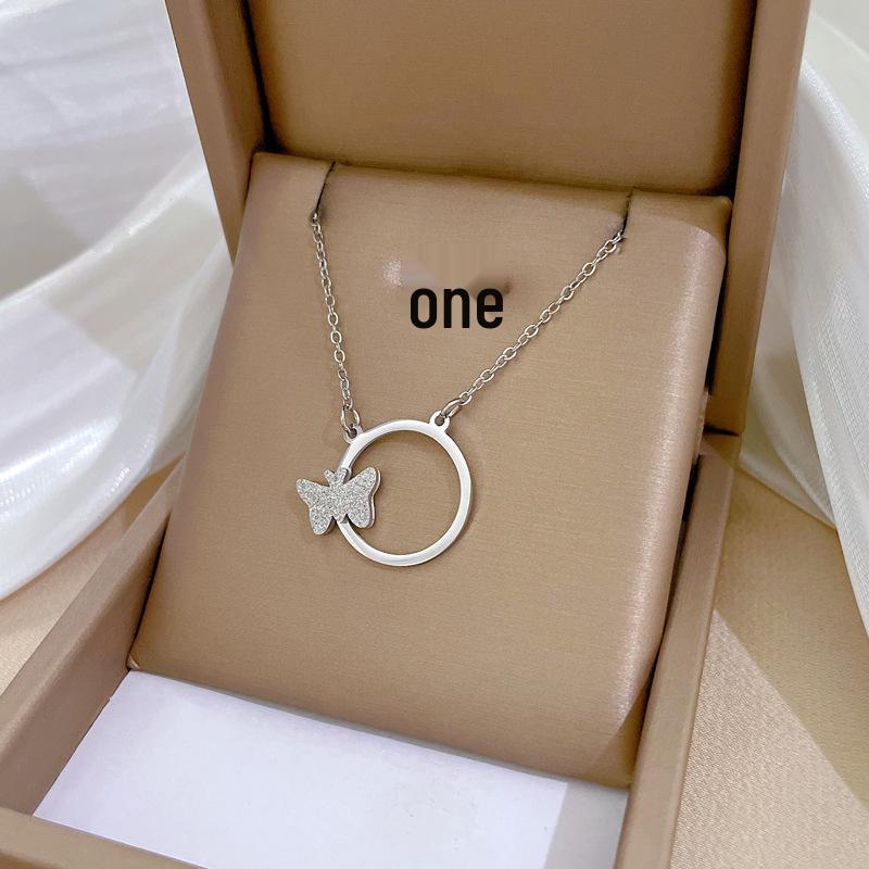 Full Titanium Steel Geometric Animal Minimalist Real Gold Necklace for Women - Collarbone Chain