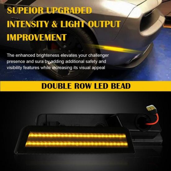 Smoked Front Signal LED Side Markers Left+Right Lights For 2008-2014 Challenger