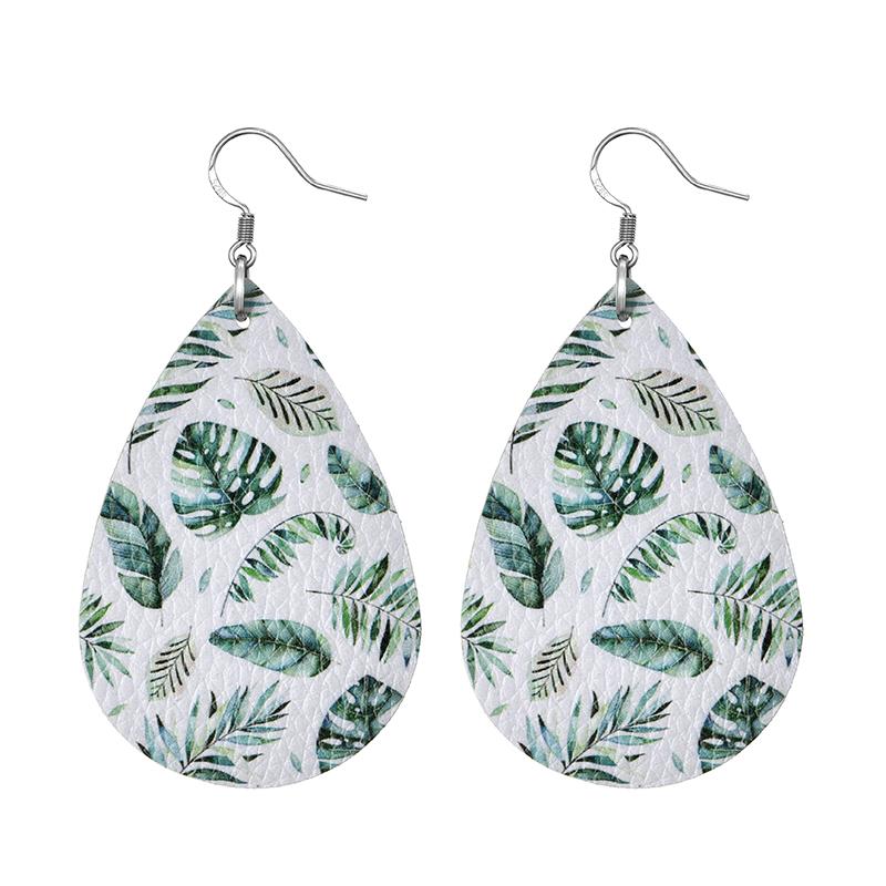 Summer Fashion Lightweight Faux Leather Earrings for Women Fruit Leaf Beach Teardrop Drop Dangle Earrings Jewelry Gift Wholesale