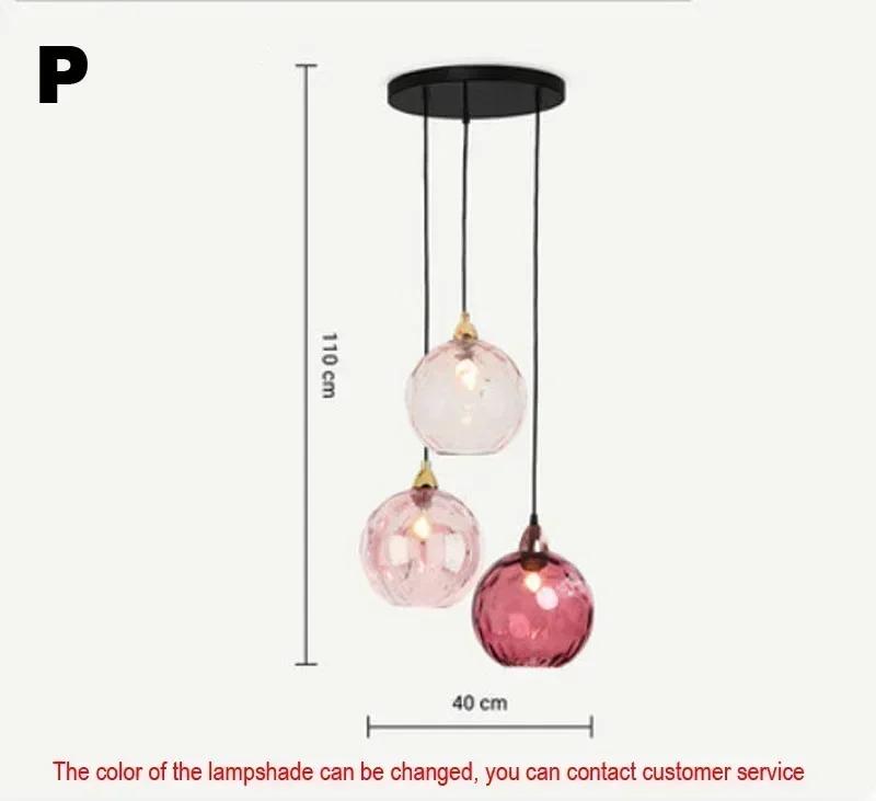 Nordic Luxury Colorful Glass Pendant Light Modern Living Room LED Chandelier Classical Glass Lampshade Home Decoration Gloss