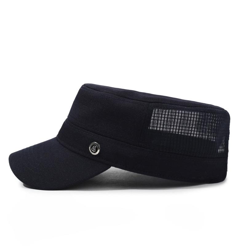 Men's Spring Summer Net Cap Flat Top Cap Outdoor Sun Hat Middle-Aged Breathable Cap