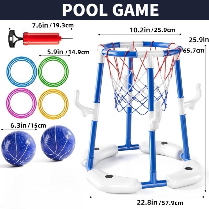 2-In-1 Floating Pool Basketball Stand - Blue And Red Outdoor Water Games, Suitable For Family Entertainment Outdoor Water Basket