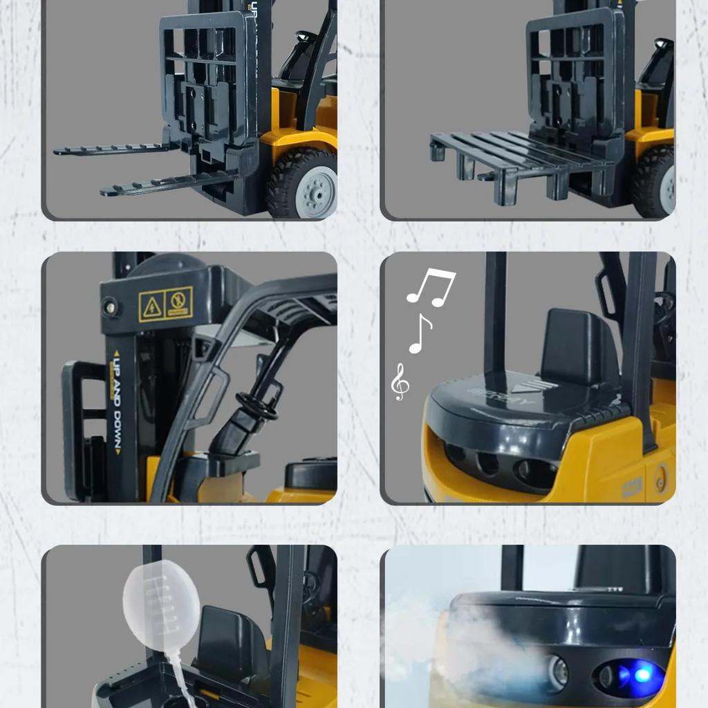 Non-Toxic 1/24 11Ch 2.4G Remote Control Engineering Vehicle Flatbed Forklift Heavy Truck With Spray Light Rc Trucks Construction Car Toys