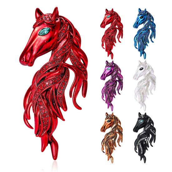 Horse Brooch Sparkling Rhinestones Inlaid Enamel Brooch Pin Clothes Hats Bags Badge Fashionable Accessory