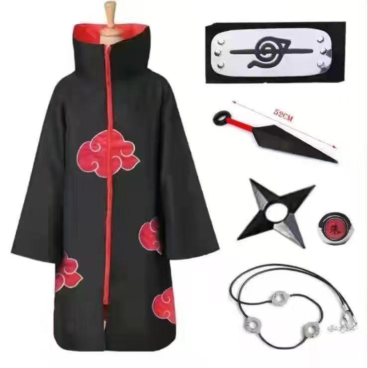 Naruto Akatsuki Stand-Up Collar Cloak Anime Cosplay Costume