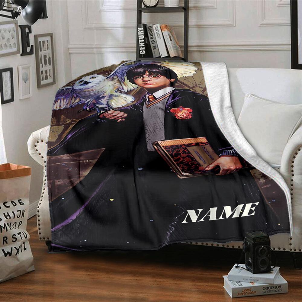 Custom Name "Harry Potter Sorcerer's Stone" blanket for Couch & Bed, Plush Cozy Fuzzy Blanket Super Soft & Warm Blankets for Fall and Winter. 090895