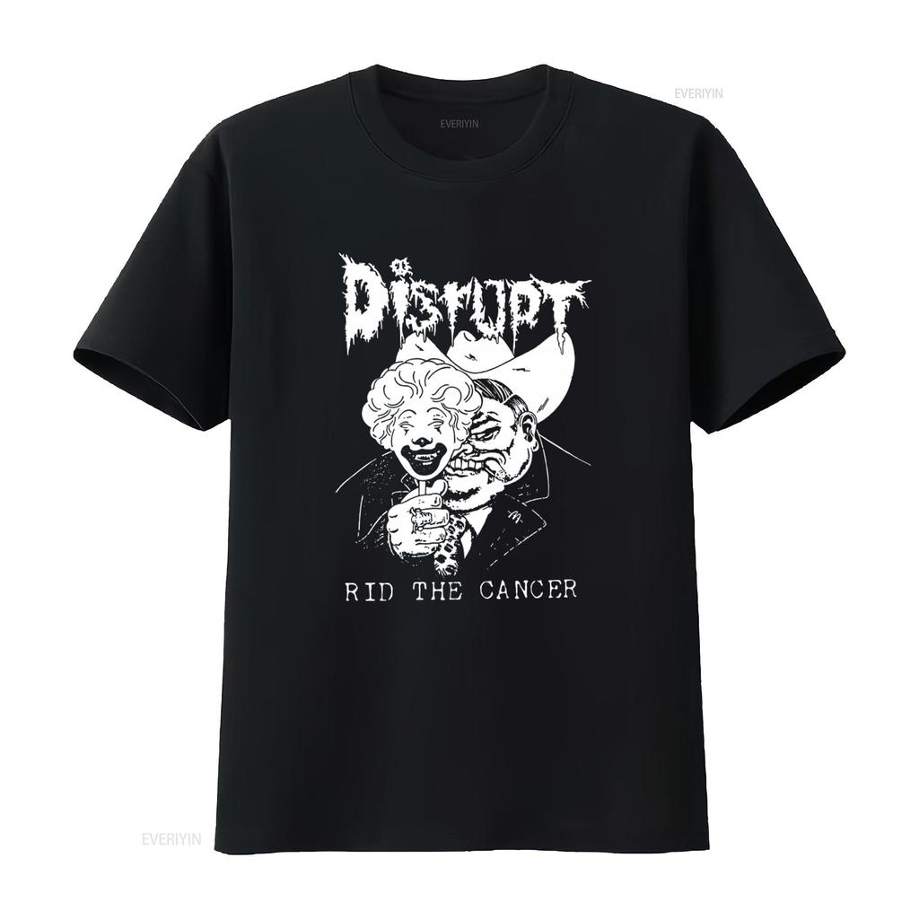 Disrupt Rid The Cancer T Shirt for Men Bold Black and White Design Perfect Rock Fans Vintage Washed Stretched Breathable