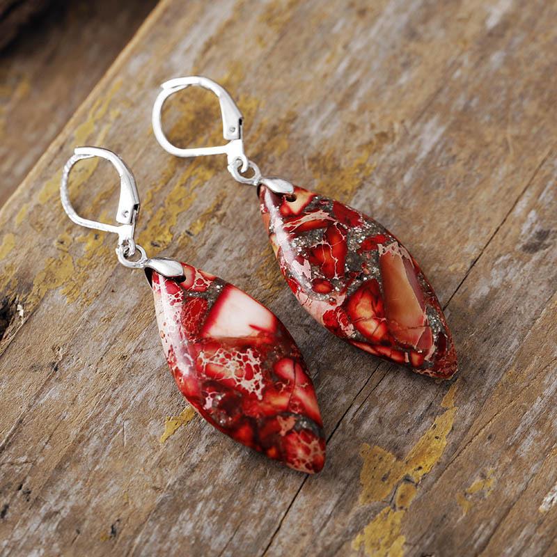 Ethnic Style Natural Stone Emperor Stone Water Drop Earrings Earrings Light Luxury Jewelry Earrings