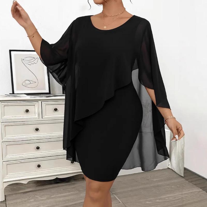 Women's Irregular Shawl Wrap Buttock Large Size Dress