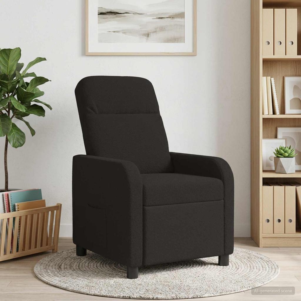 Recliner Chair Black Boucle