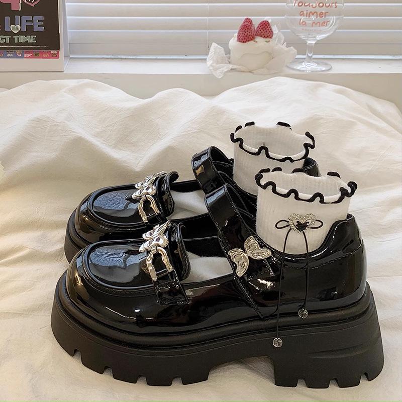 Girls' Black Leather Princess Shoes - 2025 Spring/Autumn Collection, Soft Sole, Fashionable and Stylish for Big and Little Kids