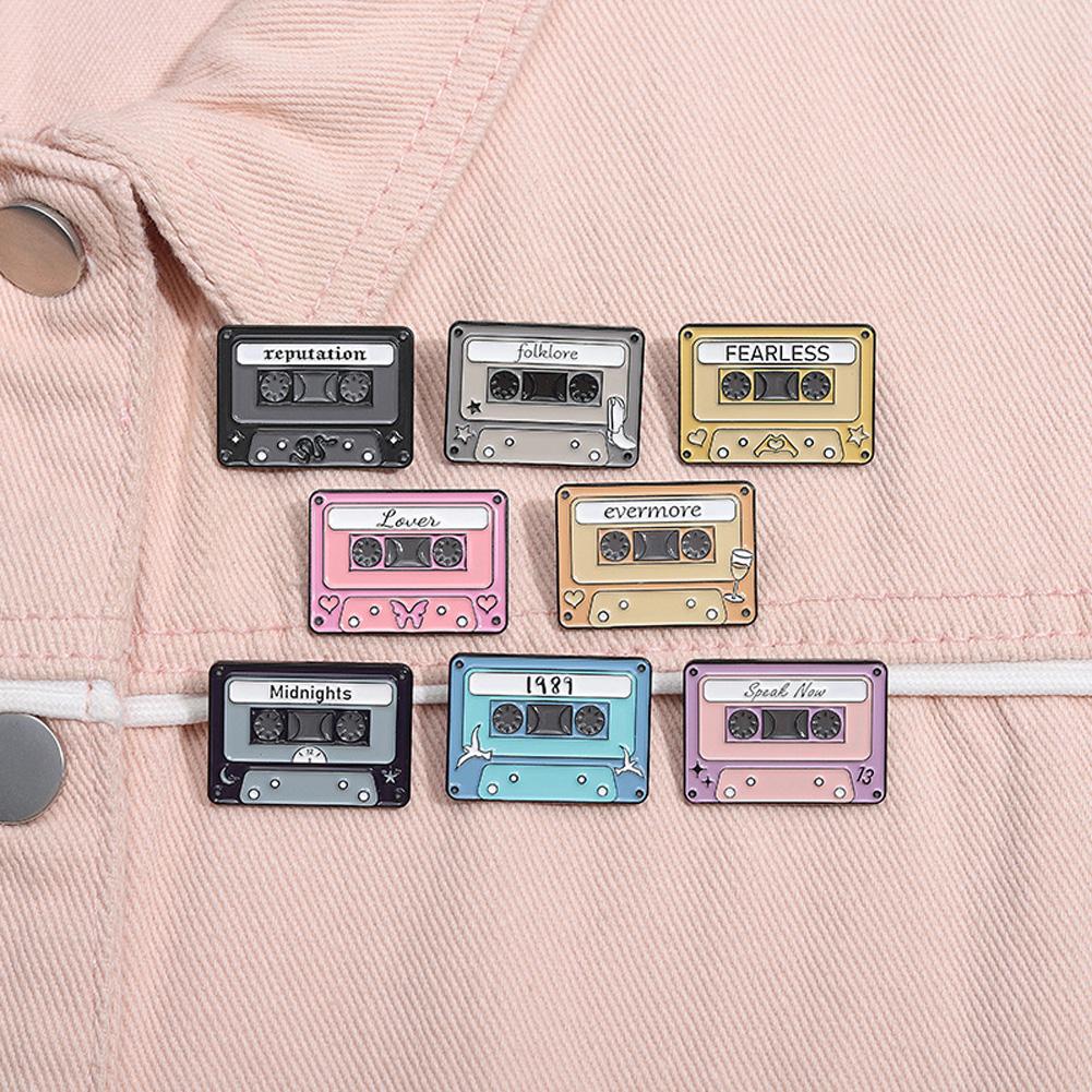 Men Women Cartoon Magnetic Tape Brooch Cute Music Tape Pin Lapel Pin For Jacket Shirt Hat Vintage Pin Accessories