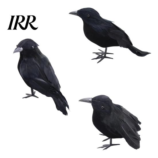Uccelli Neri Artificiali Corvo Realistico Decorazione di Halloween, Statuetta Corvo Piumata Realistica Prop Accessori per Eventi a Tema per Casa Infestata, Ornamento Uccello