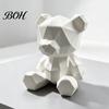 DIY Paintable Ornaments Polygon Bear Statue, Hand-Paint 3D Printed Ornament, Poly Geometric Customizable Art Decoration Nordic Style Sculpture,