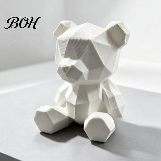 DIY Paintable Ornaments Polygon Bear Statue, Hand-Paint 3D Printed Ornament, Poly Geometric Customizable Art Decoration Nordic Style Sculpture,