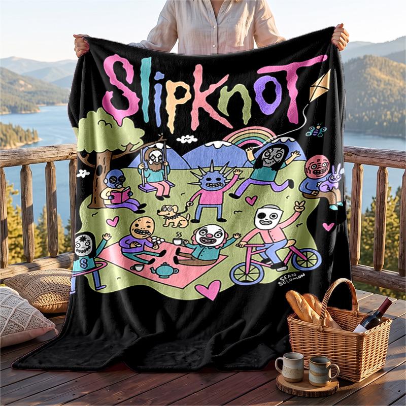 Warm Flannel Blanket Slipknot Pattern, Lightweight Comfortable Throw Blanket for Bed Sofa Use