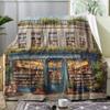 Vintage Book Store Throw Soft Flannel Throw Summer Ac Blanket Lightweight Cool Nap Blanket For Sofa Bed Couch Travel