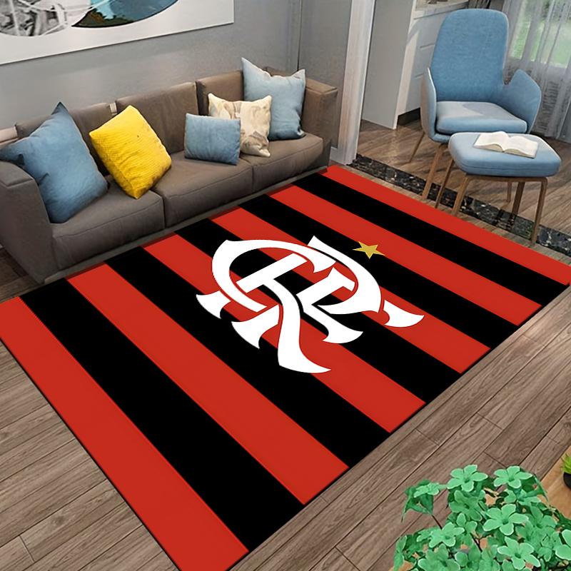 Red and Black Striped Carpet with Star and Unique Letter Design  Suitable for Use As an Anti-slip for Living Room Bedroom Sofas